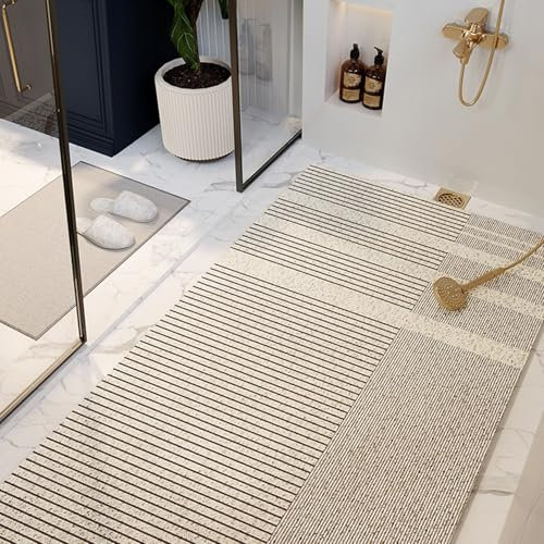 Yinghesheng Tapis de Douche antidérapant 80x120cm Style Moderne Tapis de Douche antidérapant Confort Doux Tapis de Douche antidérapant en PVC avec Trou d'évacuation, Haute perméabilité à l'eau,A