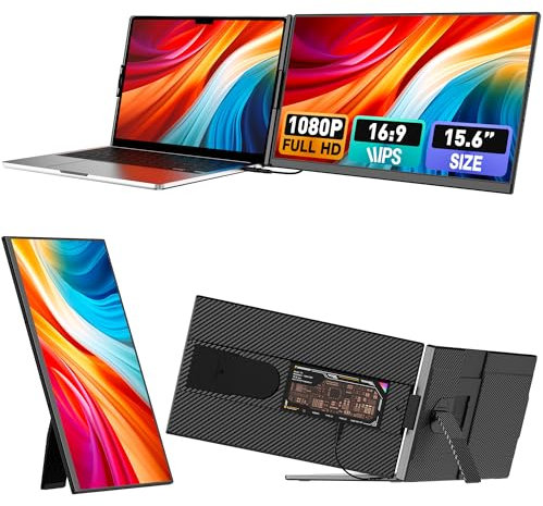 Kwumsy Tragbarer 15.6 Zoll Monitor Für Laptop - 1920×1080P FHD IPS Erweiterung Für Alle Laptops, Abnehmbarer Bildschirm Für Windows/Mac/Chrome