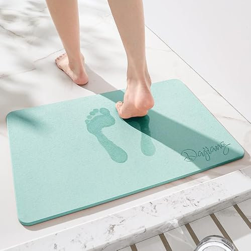 Badezimmerteppich 50X80Cm Mintgrün Duschvorleger Badematte Deko Küchenteppich Duschmatte rutschfest Waschbar Badteppich Badvorleger Kieselgur Dusche rutschfest