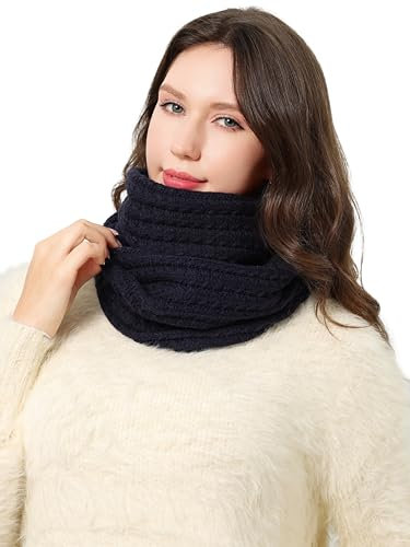 DonDon Schal Damen Winter Winterschal Strickschal Loop Schal Schlauchschal - Navyblau