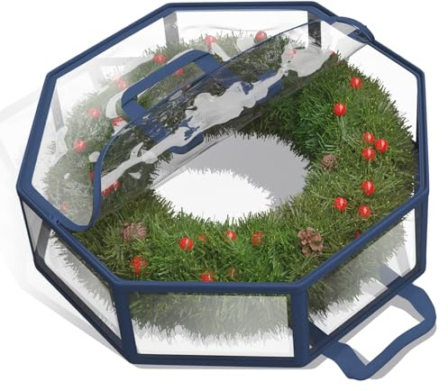 Hearth & Harbor Wreath Storage Container - Clear Christmas Wreath Storage Bag, Dual Zipper and Handles - 30 Premium Wreath Storage Organizer Box