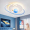 RRBEST LED Kinder Deckenlampe, Modernes Design Mond Astronaut Deckenleuchte, Dimmbar mit Fernbedienung Jungen und Mädchen Kinderzimmer Lampen, Oval Dekorative Deckenlampe