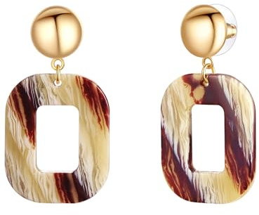 Lulu Jane Damen Ohrringe aus Metall-Legierung mit Acryl Modeschmuckohrhänger gelbgold