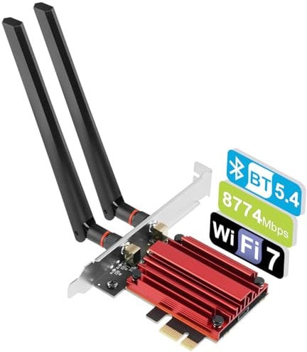 HOTUT WiFi 7 PCIE WLAN Karte, Bluetooth 5.4 Tri-Band BE200 WLAN Netzwerkkarte Adapter, WLAN Karte für PC, MU-MIMO, WPA3 für Windows 10/11, Low-Profile-Halterungen, unterstützt nur Intel-Motherboards