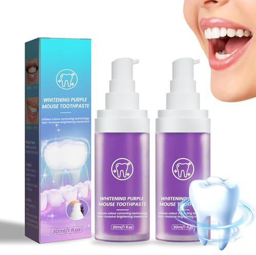 2 Pieces Purple Toothpaste,Smile Toothpaste Instant Whitening Colour Correcting for Teeth Purple Toothpaste Whitening Eliminate Stubborn Tooth Stains Fresh Breath Suitable for Daily Use