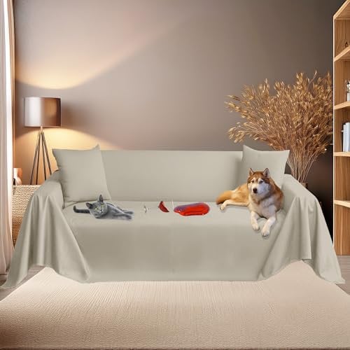 Byour3 – Sofabezug SUPER WASSERDICHT 3 2 4 Sitzer - Sofaschoner Katze Hund Kinder Haustiere - Sofaschutz Fleckenabweisender Anti Tierhaare Sofa-Abdeckung Rechteckig Waschbarer (Ingwer, 3/4 Sitzer)