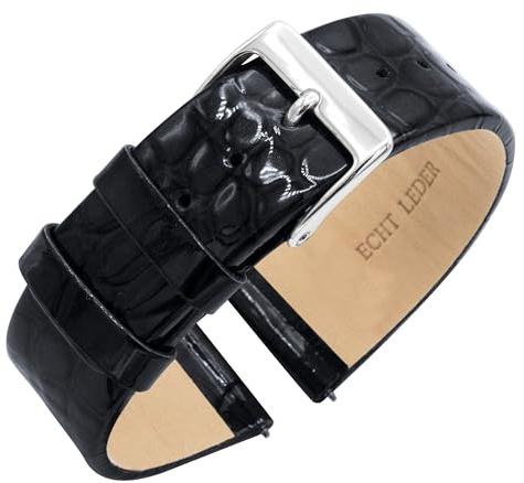 Eichmüller Uhrenarmband aus Kalbsleder, Kroko-Optik – 14/16/18/20/22 mm Bandbreite – Ersatzband für Damen- & Herrenuhren, Federstege inklusive - Lack-Finish
