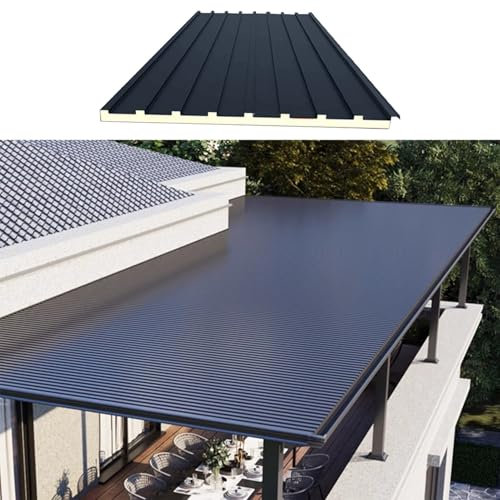 HWLL Roofing Sheets Terrace Building Roof Windproof Board, Metal Roofing Sheets w/Polycarbonate Fill, Roof Insulated Tiles for Gazebo Canopy Balcony, Customizable(L- 1.15m/3.8ft)