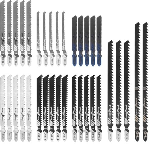 35 Pièces Lame De Scie Sauteuse, Lame Scie Sauteuse Bois, Lames Scie Sauteuse Avec BoîTe En Plastique, 8 ModèLes Lame Scie Sauteuse Emmanchement T Pour Toutes Les Scies Sauteuses