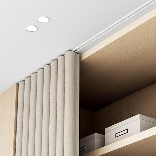 Vorhangschiene Gardinenschiene Unterputz-Vorhangschiene 120 150 180 250 300 400 cm, Deckenmontage, Vorhangschiene für Raumteiler/Erkerfenster, Aluminium-Vorhangschienensystem, eingebettet(96inch/243.8