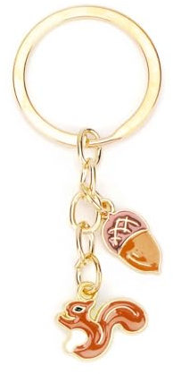 Eichhörnchen Schlüsselanhänger Glücksbringer, Schlüsselanhänger Kinder, Keychain Tier Cute, Anhänger Tasche, Geschenk für Kinder (gold B)