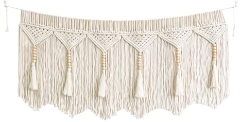 aupawdy Große Makramee Wandbehang, 130×60 cm Böhmisches Gewebter Wandteppich, Boho Wanddeko aus 100% Baumwolle, Wandkunst Dekoration für Schlafzimmer Wohnzimmer Balkon