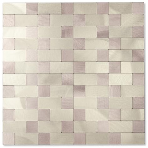 Yipscazo 20pcs Stick on Tiles for Kitchen, Brushed Aluminium Peel and Stick Wall Tiles Stickers, 30cm x 30cm Waterprof Self Adhensive Tile Backsplash for Bathroom (Champagne Gold)