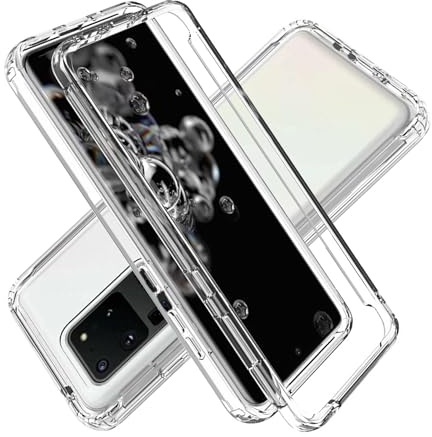 YXINDAFU Hülle für Samsung Galaxy S20 Ultra,360 Grad Stoßfest Schutzhülle Case [weich TPU Silikon vorne und Harter PC hinten] 2 in 1 Kratzfest Handyhülle für Samsung S20 Ultra,Transparent