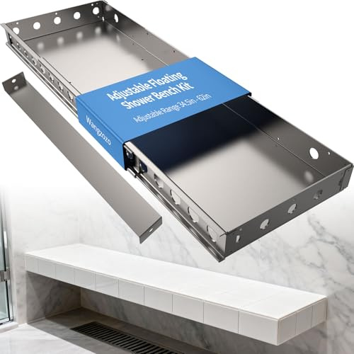Floating Shower Bench, 34.5-62 Inch Adjustable Wall-Mounted Shower Seat