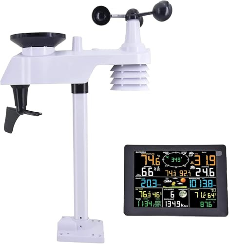 Pfeilzieher 14-in-1 Professional Weather Station, Solar Powered with Anemometer, Self-Emptying Rain Gauge, Outdoor Thermometer & Hygrometer, APP Remote Monitoring & Alerts