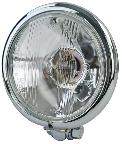 Chrom Scheinwerfer 4.5 11,5cm H4 E-geprüft 12V Motorrad universal 35/35W