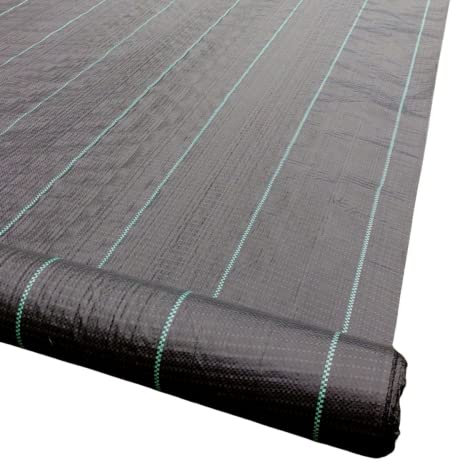 Yuzet 2m x 100m Black 100gsm Heavy Duty Weed Control Fabric, Ground cover Membrane, UV stabilised Weed Barrier Fabric. Under Patios, Garden, Flower beds, Landscaping - weed suppressant membrane