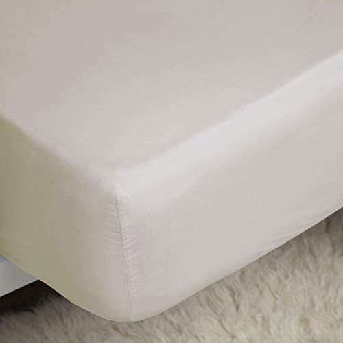 Belledorm Easycare Polycotton Percale 200 Thread Count 15 Inch Extra Deep Fitted Sheet, Ivory, Double
