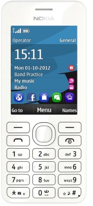 Nokia Asha 206 Telefono Cellulare, Dual Band GSM, Bianco