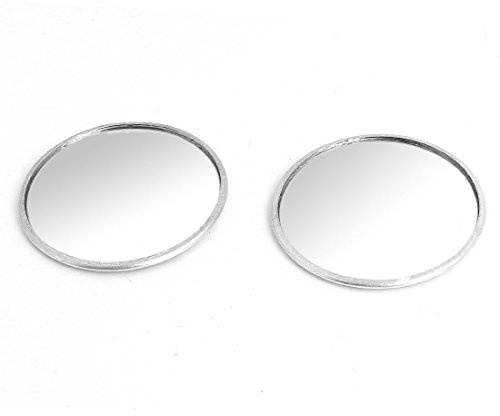 sourcingmap Car Round Silver Tone Frame Stick On Blind Spot Rearview Mirror 2Pcs