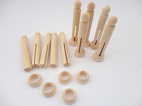 1,10,20,30,50 Natural Wooden Wood Dolly Pegs With Stands 95mm Craft Models - Pack Size: 50