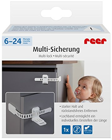 Reer 72010 Kindersicherung nach DIN EN 16948 / Multisicherung für Schränke und Schubladen und vieles mehr