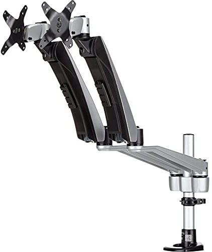 StarTech.com Desk Mount Dual Monitor Arm - Articulating - Supports VESA Monitors 12'' to 30'' - Adjustable - Grommet / Desk Mount - Premium - Silver (ARMDUAL30)