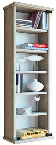 VCM Holz CD DVD Wandregal Hängeregal Wand Schrank Wandvitrine Loposa Glastür Sonoma-Eiche