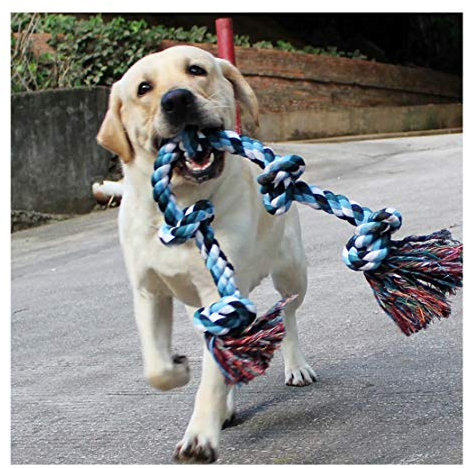 Cuerdas XXL de 91 cm para perros grandes y fuertes, juguete para masticar con 5 nudos para los que mastican con agresividad, cuerda interactiva para perros de razas grandes