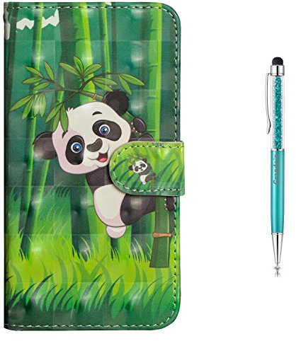 Grandoin Cover iPhone 8 Plus/ 7 Plus, Custodia Retro Flip Case Portafoglio 3D Disegni Cover in con Chiusura Magnetica + TPU Silicone Posteriore per Apple iPhone 8 Plus/iPhone 7 Plus 5.5 (Panda)