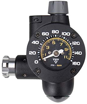 Topeak Airbooster G2 CO2-Inflator mit leicht ablesbarem Manometer aus Fiberglas in der Farbe Schwarz, Maße: 6,5cm x 5,2cm x 3,3cm, 15700176