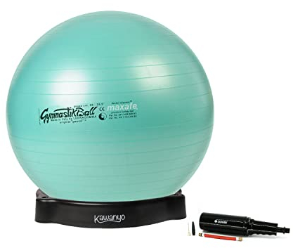 Pezzi - Gymnastikball Original Pezziball MAXAFE 53cm mit Ballschale & Oliver Rapid Pumpe – Sitzball für Therapie, Sport & Büro - Trainingsball aus Flexton Silpower® belastbar bis 400 kg – Grün
