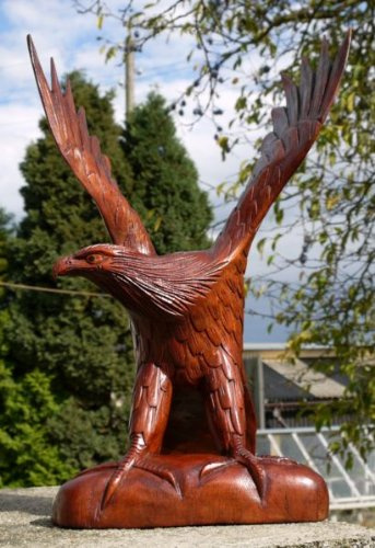 Wogeka riesiger 40 cm Stein Adler Skulptur Dekoration Holz Greifvogel