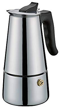 Cilio Espressokocher ADRIANA, 4 Tassen, Induktion, Edelstahlkocher | rostfreier Edelstahl, Induktionsboden Ø 8, 5 cm, Höhe 16, 5 cm, inkl. Bedienungsanleitung, klassisches Design