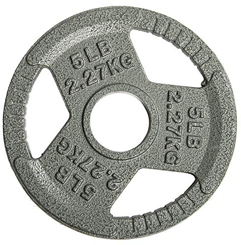 Fitvids Cast Iron Plate Weight Plate for Strength Training and Weightlifting, 2-Inch Center, 5LB (Single)