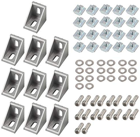 EYPINS 10X ALU Winkelverbinder, Aluprofil 40x40 40x80 Nut 8 Aluminium 90 Grad Winkel Raster Profil Aluwinkel Eckverbinder Wandhalter für Strebenprofil, Winkelprofil, 3D-Drucker, CNC-Fräser, DIY