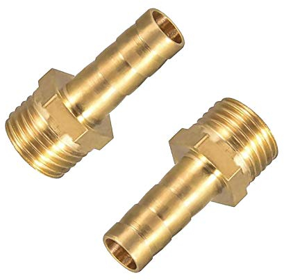 Be In Your Mind 2 Stück 10 mm Messing-Schlauchkupplung mit Widerhaken und 1/4 Zoll BSP-Außengewinde Rohrnippelanschluss für Luft, Wasser, Heizöl, Gas