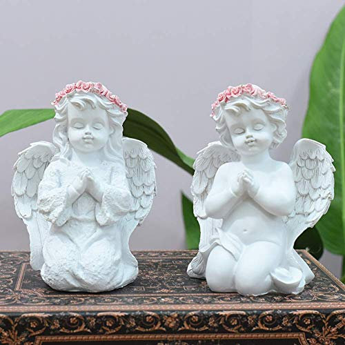 WLVG Cupid Statue, Kind Engelskulptur Cherub Figur Harz Kunst Ornamente Klassische Kunst Handwerk Desktop Home Decor-p E.