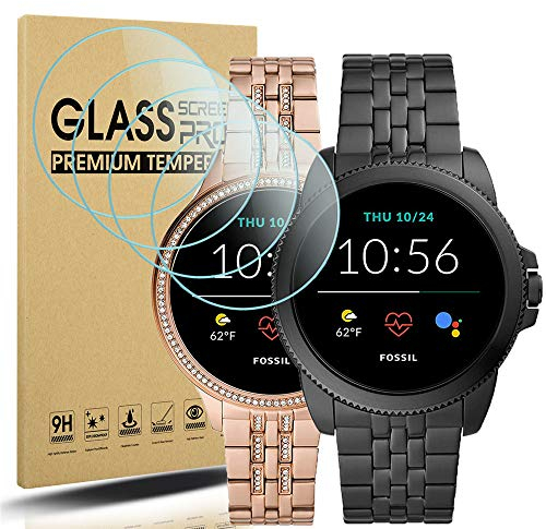Diruite 4-Pièces Compatible avec Fossil Gen 5E Protection Écran,2.5D Arc Edges 9H Dureté en Verre Trempé pour Fossil Gen 5E 42mm/45mm Protecteur D'écran