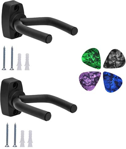 2 confezioni Supporto per chitarra da parete Supporto per display Supporto da parete Supporto per staffa Supporto con viti e plettri per chitarra Adatto a chitarre di tutte le dimensioni, Ukulele