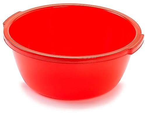 Tradineur - Cubo, Barreño, Tina Multiusos - Fabricado en plástico - Producto y Utensilio de Limpieza - Forma Redonda - Apto Uso Alimentario - Capacidad de 5 litros - Ø 28 cm - Color Rojo