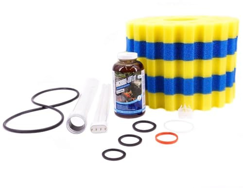AquaOne Ersatzteile Teichfilter Komplettset für CPF-20000 CPA-20000 Glaskolbe Lampe Dichtungsringe Filtermedien