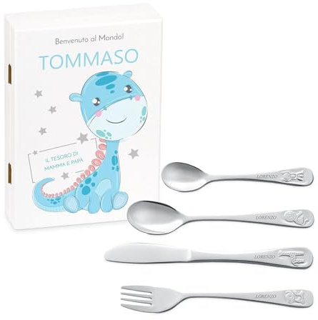Maverton Set di 4 posate per bambini con incisione
