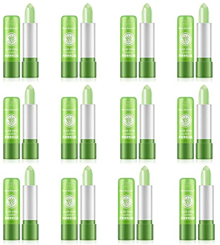 Bio Aloe Vera Feuchtigkeitsspendender Lippenstift Lip Balm Aloe Vera Colour Changing Lipstick Lang anhaltender nahrhafter Lippenbalsam Feuchtigkeitscreme Magische Temperatur Farbwechsel Lipgloss