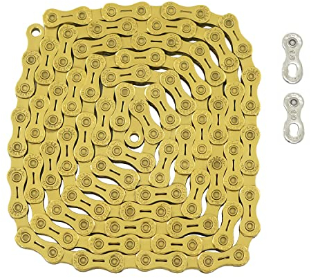 YBN 10 Speed Chain 120 Link w/Power Lock for Shimano Sram Campagnolo, Gold, YB2345