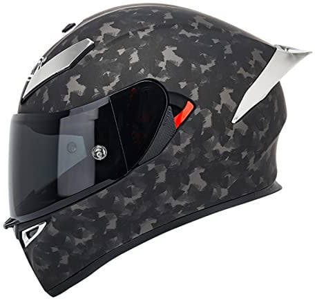 Motorcycle Full Face Helmet Tinted Double Visor Motorbike Helmet with Pinlock Shield Lightweight Ventilation DOT ECE Approved Road Legal Helmet for Men and Women B,XL