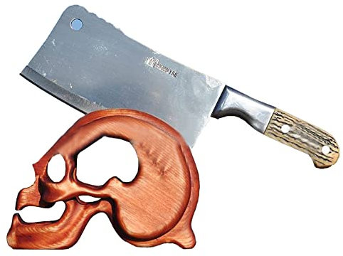 JIUXIANON Skull Knife Storage Rack Universal Knife Block Without Knives,Universal Resin Knife Holder Skull Ornament Mould, Creative Skeleton Storage Holder(Brown)