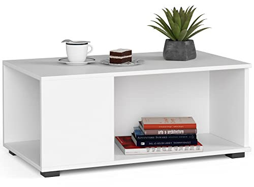 AKORD | Tavolino da Salotto in Legno - JULIET | Tavolo da Caffè | Coffee Table | Tavolini Basso Moderno | Consolle Ingresso | Arredamento Casa | 90 x 38 x 51 cm | Bianco