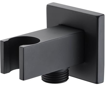IMEX SFR001/NG Soporte Cuadrado Para Mango de Ducha Con Salida de Agua Negro Mate